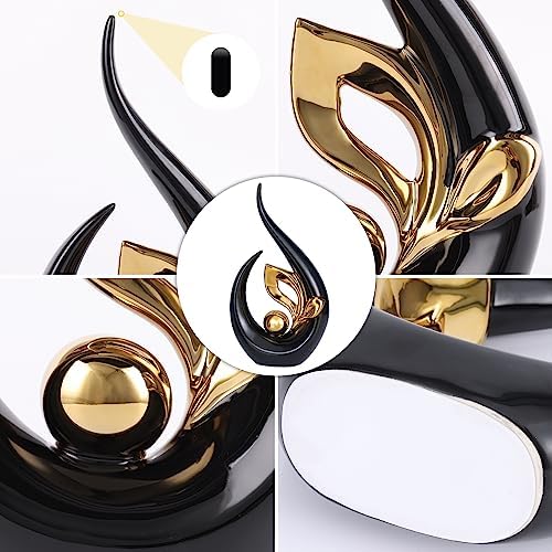 Modern Ceramic Statue with Gold Accents 13 H Black Base