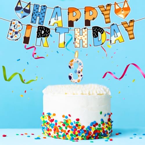 ElekFX Blue Dog Birthday Candles Number 3