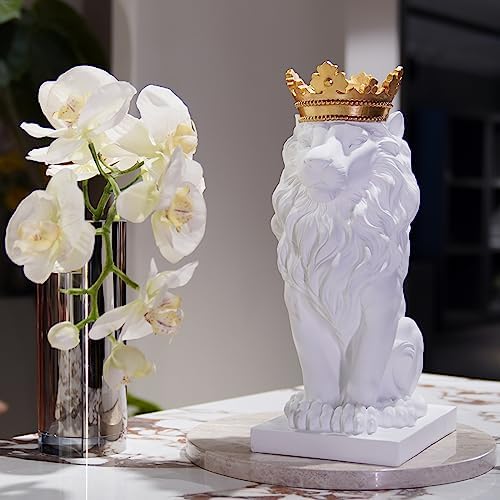 White Lion Statue 15 Inch Home Decor Sculpture