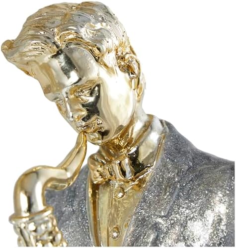 Deco 79 Gold Resin Musician Statues Set of 2