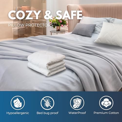 Waterguard Quilted Pillow Protector - Waterproof Bed Bug Proof Queen Size
