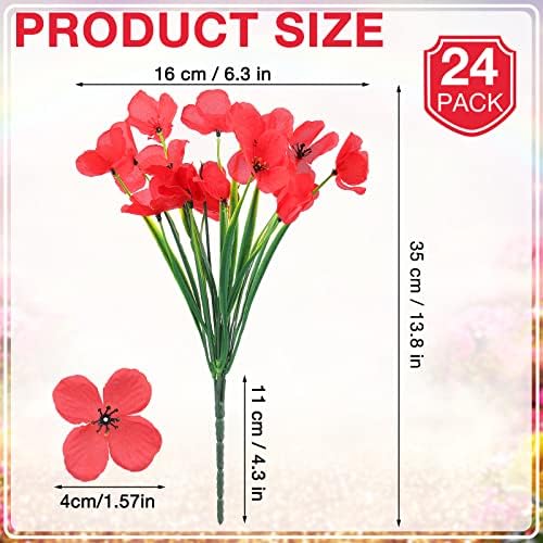 Jutom 24 Pcs Artificial Hydrangea Flowers Red UV Resistant 1