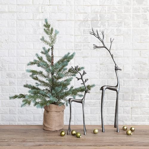 Creative Co-Op Reindeer Sculpture Gunmetal Finish
