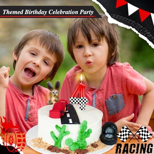 MTLEE Number 4 Racing Car Birthday Candle 1