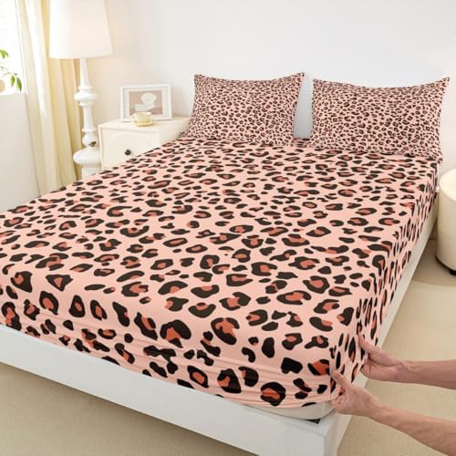 Castle Fairy Leopard Print Twin Fitted Sheet Set