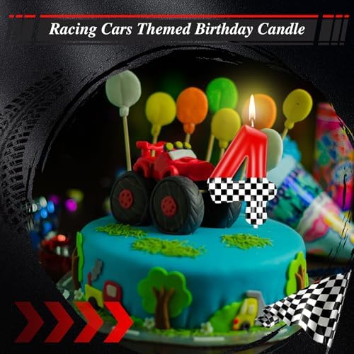 MTLEE Number 4 Racing Car Birthday Candle 1