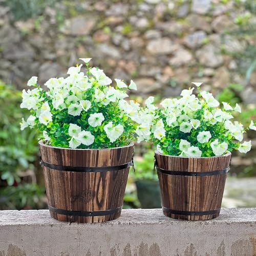 DRT DERUITAI Outdoor Artificial Flowers 8 Bundles UV Resistant White