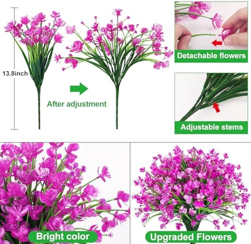 Ouddy Decor 24 Bundle Artificial Flowers Fuchsia