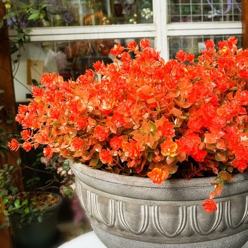 MEHUKAII 12 Bundles Artificial Fall Flowers - Orange