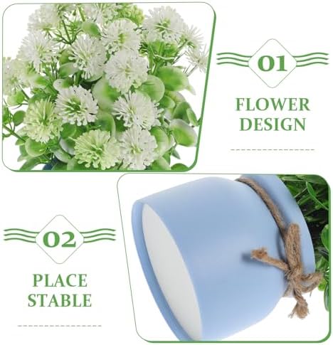 Amosfun Artificial Dandelion Flowers Faux Potted Plants