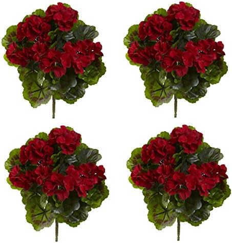 Nearly Natural Geranium Artificial Bush Set of 4