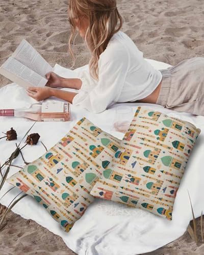 Waterproof Pillow Protector 2 Pack - Castle Yellow Beige Retro Style