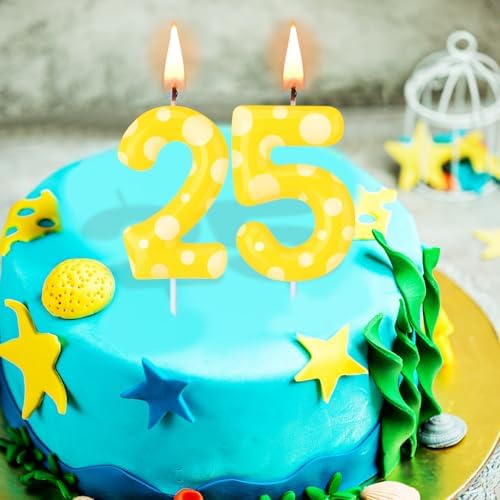 Cute Yellow Dot Sponge Birthday Candle 25
