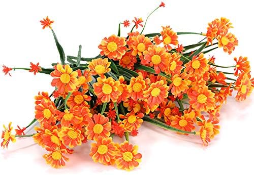TEMCHY 8 Bundles UV Resistant Artificial Daisies Decor