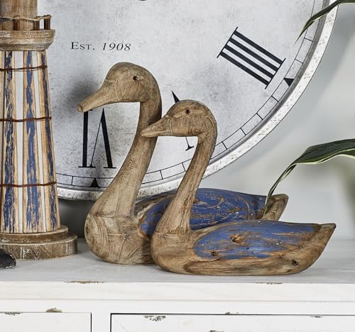 Deco 79 Coastal Wood Duck Statues Set of 2