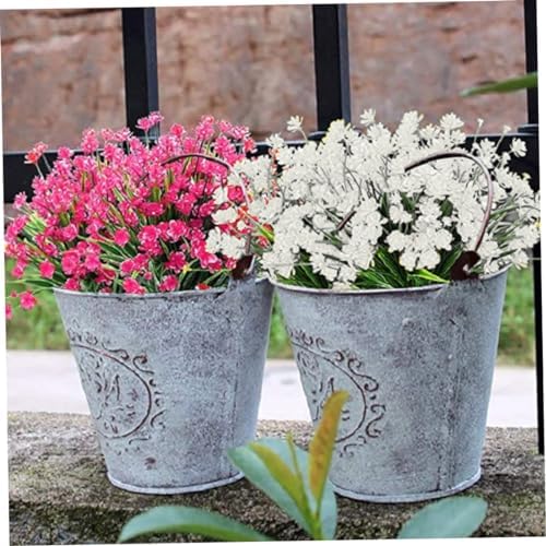 Banziaju 6 Bundles Artificial Flowers 7 Stems UV Resistant White Faux Plants