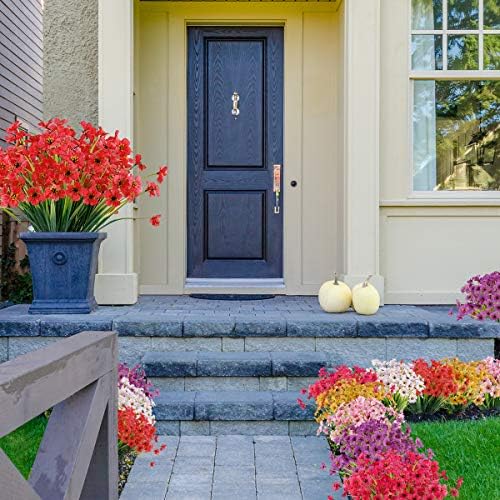 ZEOSTARO 20 Bundles Artificial Deep Red Flowers