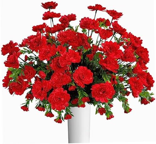 Pack of 4 Artificial Gerbera Daisy Flower Bushes Red