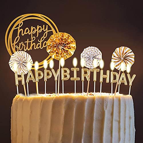 BEAN LIEVE Gold Birthday Cake Decor Set 12 Pieces