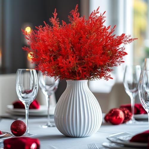 8pcs Artificial Red Pine Stems for Christmas Decor