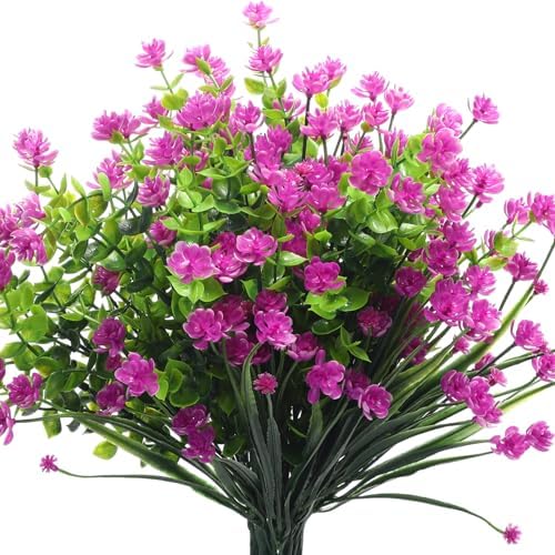 WILLBOND Artificial Flowers Outdoor UV Resistant Faux Plants 12 Pieces