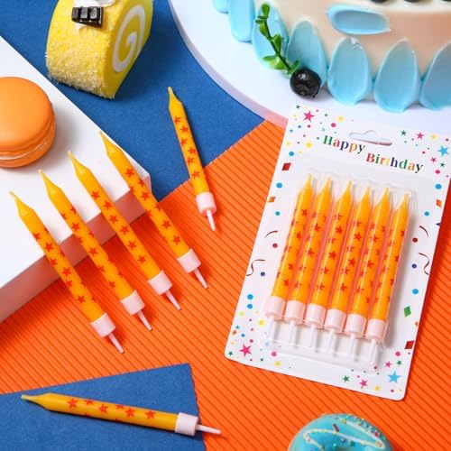 12 Pcs Anime Star Themed Birthday Candles Yellow and Red Print