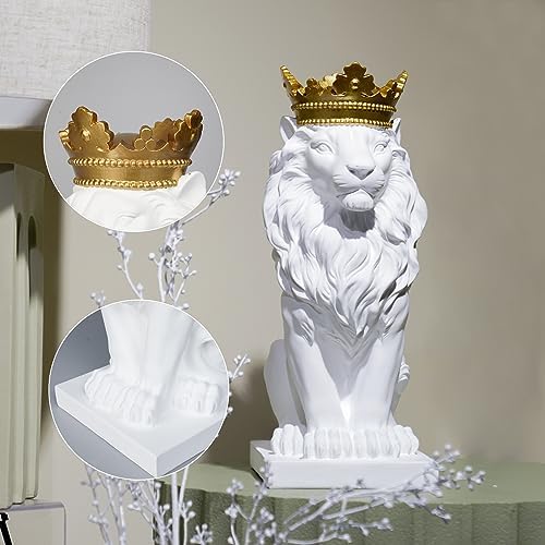 White Lion Statue 15 Inch Home Decor Sculpture