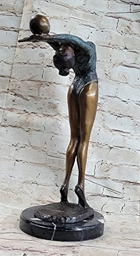 Limited Edition Floor Kid Gymnast Bronze Sculpture on Marble Base