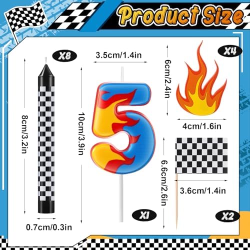 15 Pcs Racing Cars Birthday Candles Cake Decoration