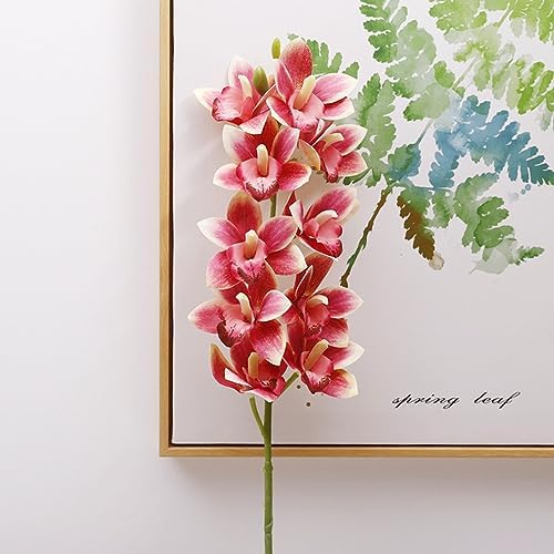 XZJMY Artificial Orchid Flowers 3D Faux Cymbidium 2PCS Dark Pink