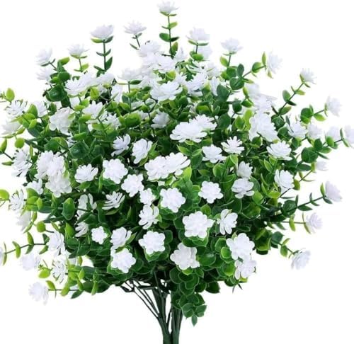 KLUFO Artificial Flowers 4Pack UV Resistant Home Decor