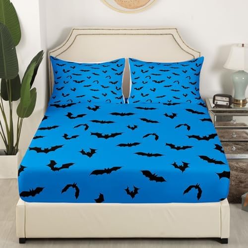 Happy Halloween Bats Fitted Sheet Twin Size