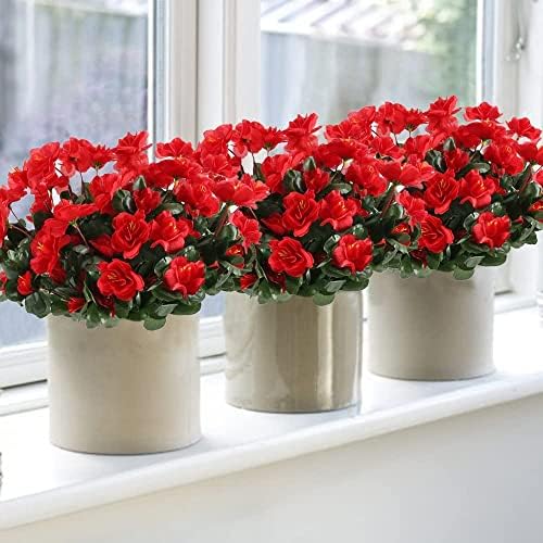 GTIDEA 8pcs Red Artificial Geraniums for Outdoor Decor