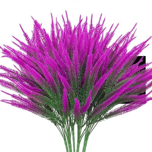 8 Bundle Artificial Lavender Flowers Fuchsia UV Resistant