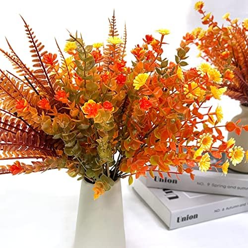 TURNMEON 12-Bundle Fall Artificial Flowers UV Resistant