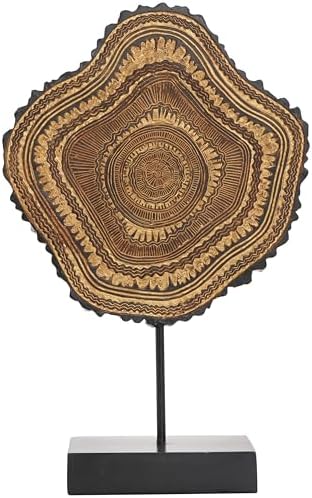 Deco 79 Brown Resin Tribal Sculpture with Black Stand