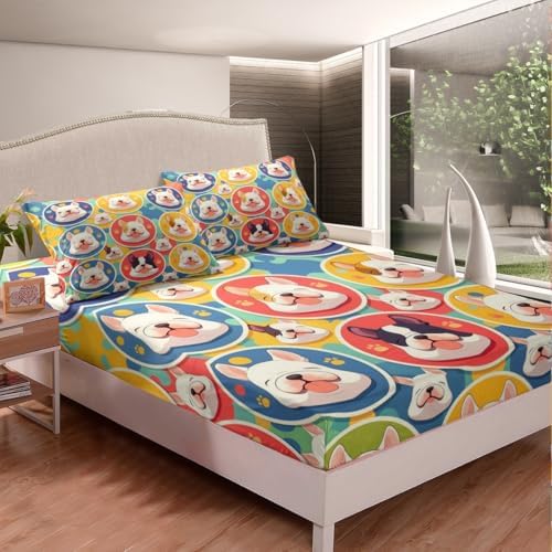 Castle Fairy Cute Dogs Fitted Sheet Twin Size