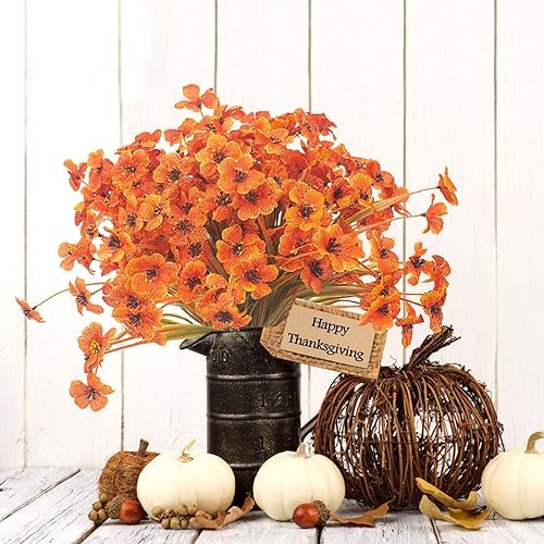 Fall Red Artificial Flowers Bouquet 20 Bundles