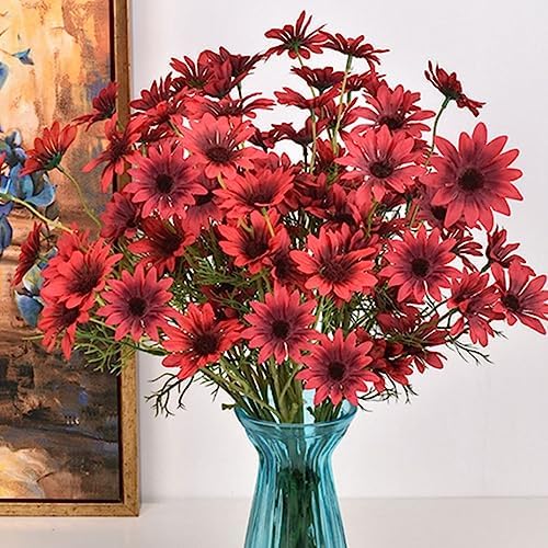 OUKEYI Artificial Daisy Flowers 12 Bundles Red 1