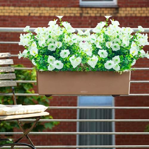 DRT DERUITAI Outdoor Artificial Flowers 8 Bundles UV Resistant White