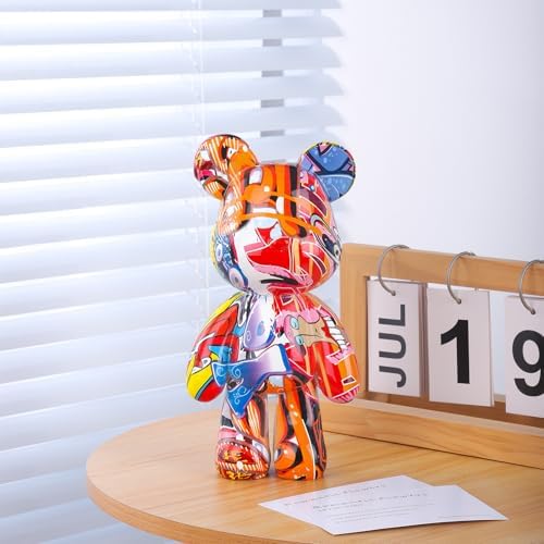 Zige Lily Bear Statue Resin Graffiti Sculpture