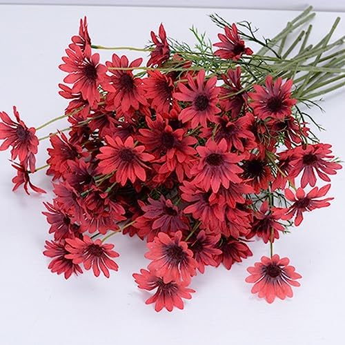 OUKEYI Artificial Daisy Flowers 12 Bundles Red 1