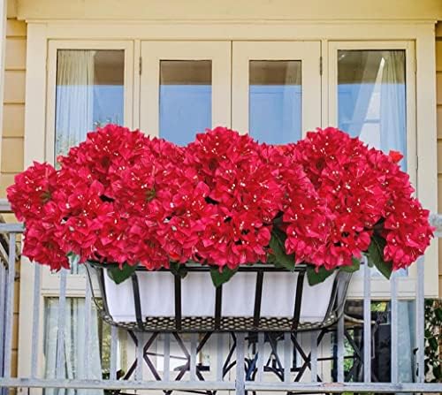 Dophinena 4pcs Artificial Bougainvillea Bush Hot Pink