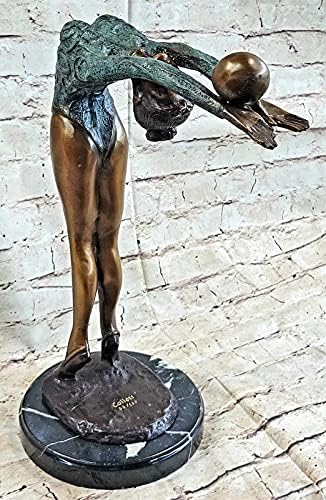 Limited Edition Floor Kid Gymnast Bronze Sculpture on Marble Base