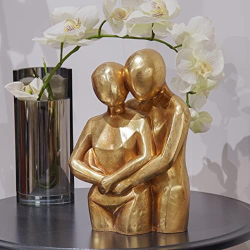 Guichifun Romantic Hug Couple Statue - Modern Gold Resin Collectible Figurine