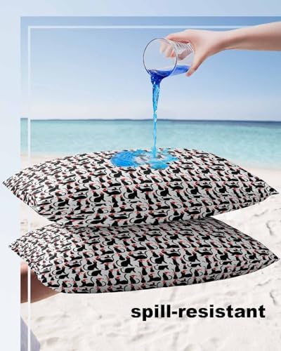Waterproof Pillow Protector 2 Pack with Black Cat Christmas Hat Design