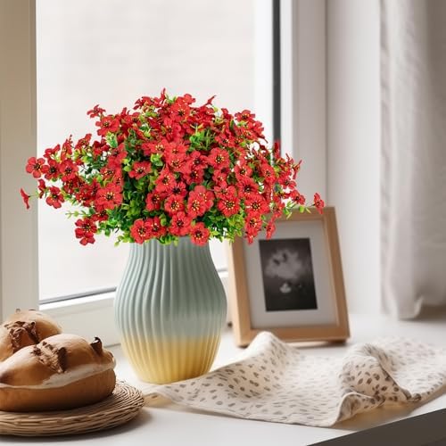10 Bundles Artificial Faux Flowers for Outdoor Decor