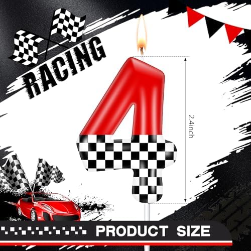 MTLEE Number 4 Racing Car Birthday Candle 1