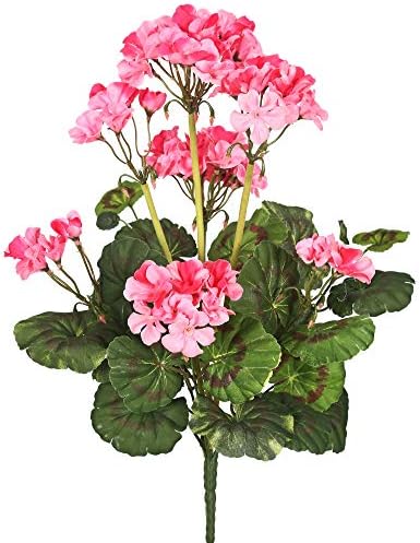 Vickerman Artificial 20 Pink Geranium Bush 4-Pack
