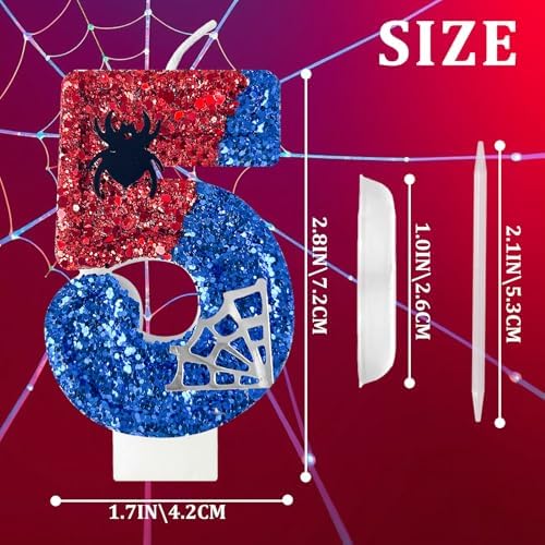 WQINX Spider Web Birthday Candles 5pcs Red Blue with Silver